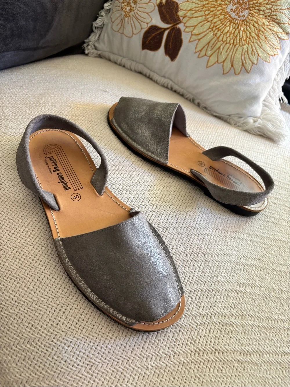 Jeffrey Campbell Pewter Ibiza Slingback Sandals Size EU 40 Made In Spain